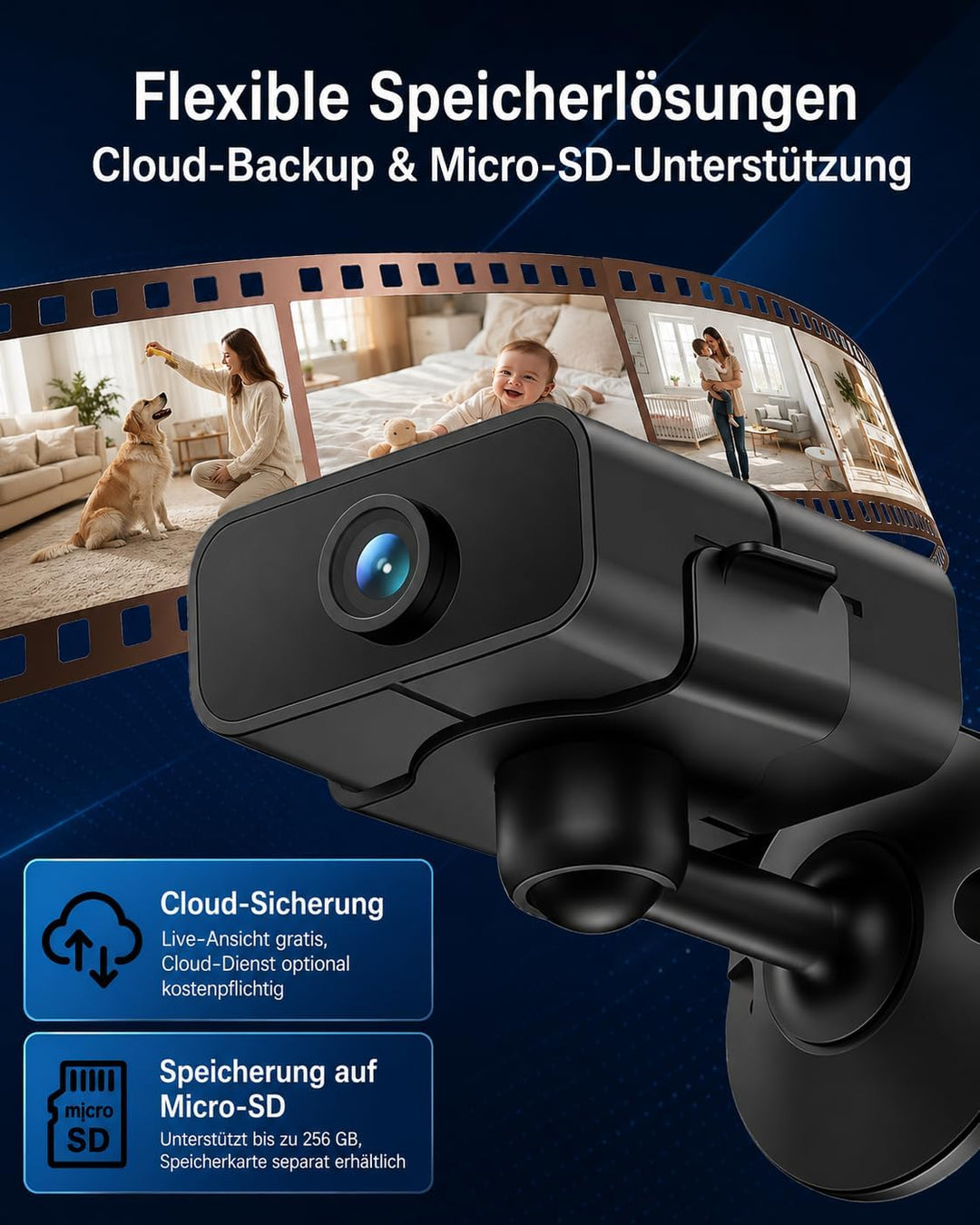 4K Mini Kamera, 2.4/5 Ghz WLAN Innenkamera 150° Weitwinkel &amp; Nachtsicht Objektiv automatische, Beweg