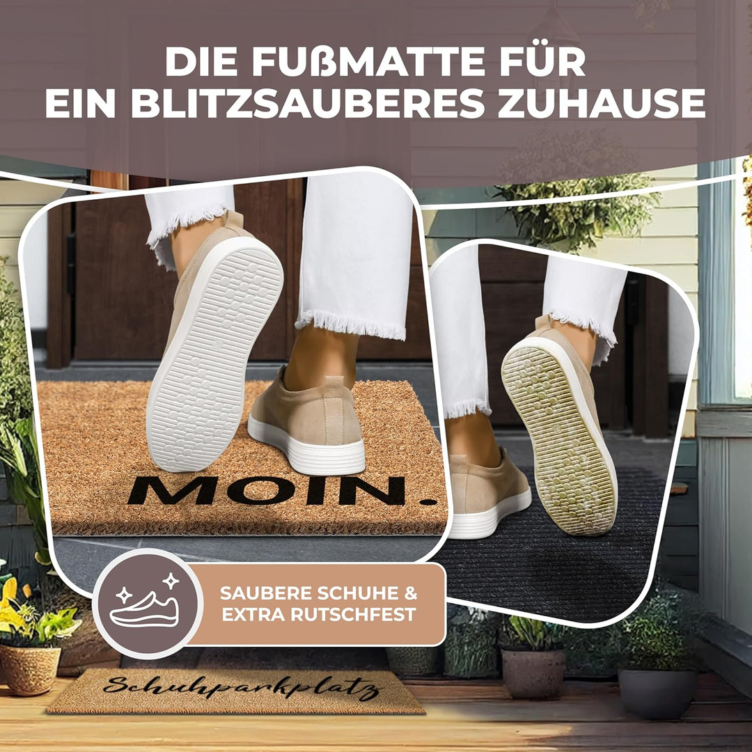 Kokos Fussmatte 60x40cm Moin I Extra strapazierfähige & rutschfeste Kokosmatte I Für den Innen- & üb