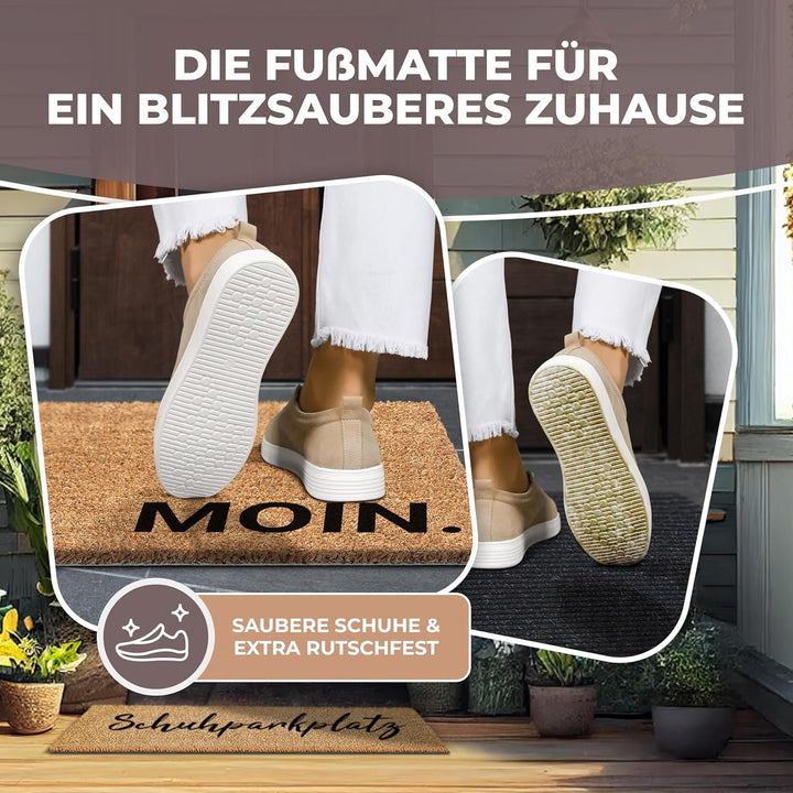 Kokos Fussmatte 60x40cm Moin I Extra strapazierfähige & rutschfeste Kokosmatte I Für den Innen- & üb