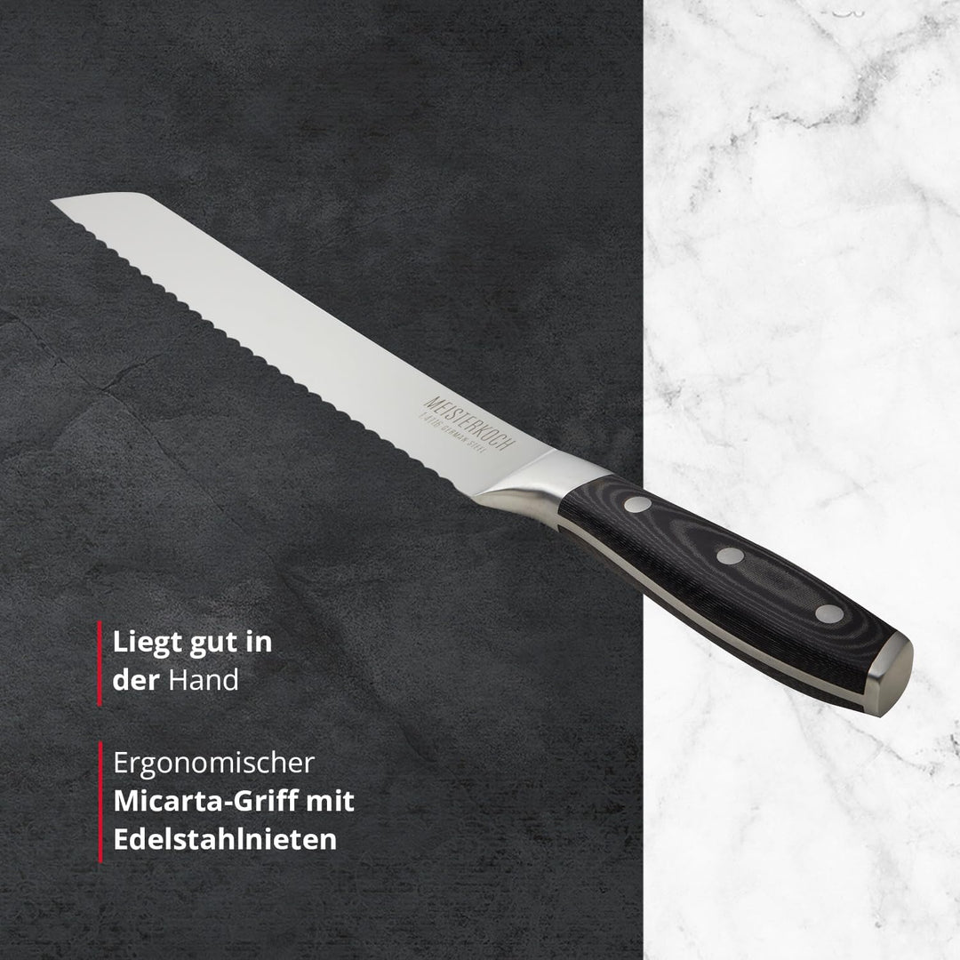 MEISTERKOCH Brotmesser Messer Küchenmesser | 20 cm Klinge aus rostfreiem deutschen Edelstahl | ergon
