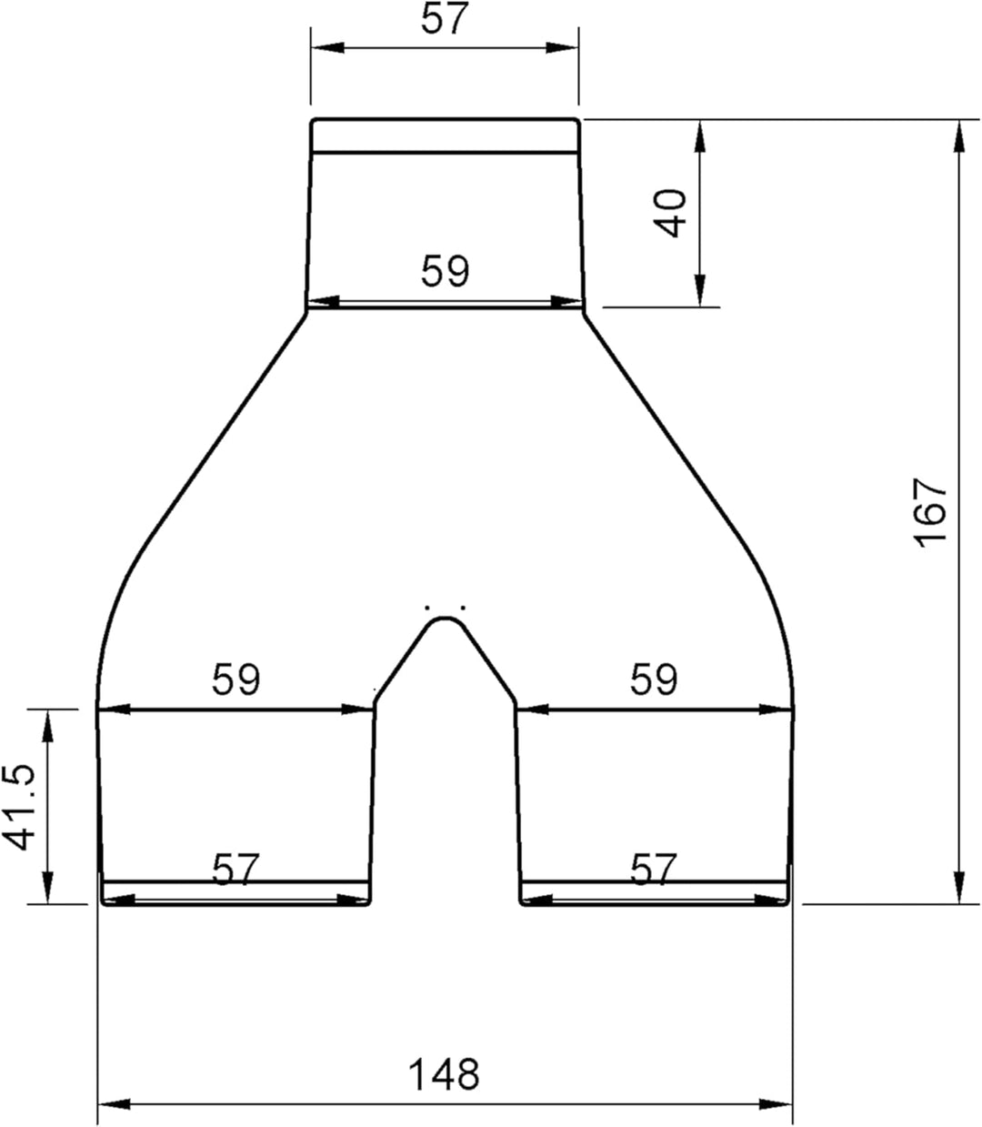 DRUCKKRAFT Y-Verteiler DN58 auf 2× DN58 | 2-Wege Rohrverteiler für Werkstatt Absaugung | Industriest