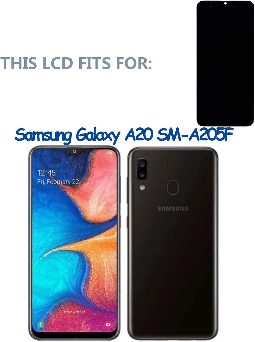 swark AM-OLED Display Kompatibel mit Samsung Galaxy A20 (2019) A205 SM-A205F/DS, SM-A205FN/DS 6,4 Zo