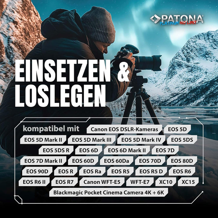 PATONA Platinum LP-E6P LP-E6NH Akku (2600mAh / 4A) mit direkt Eingang USB-C Kompatibel mit Canon EOS