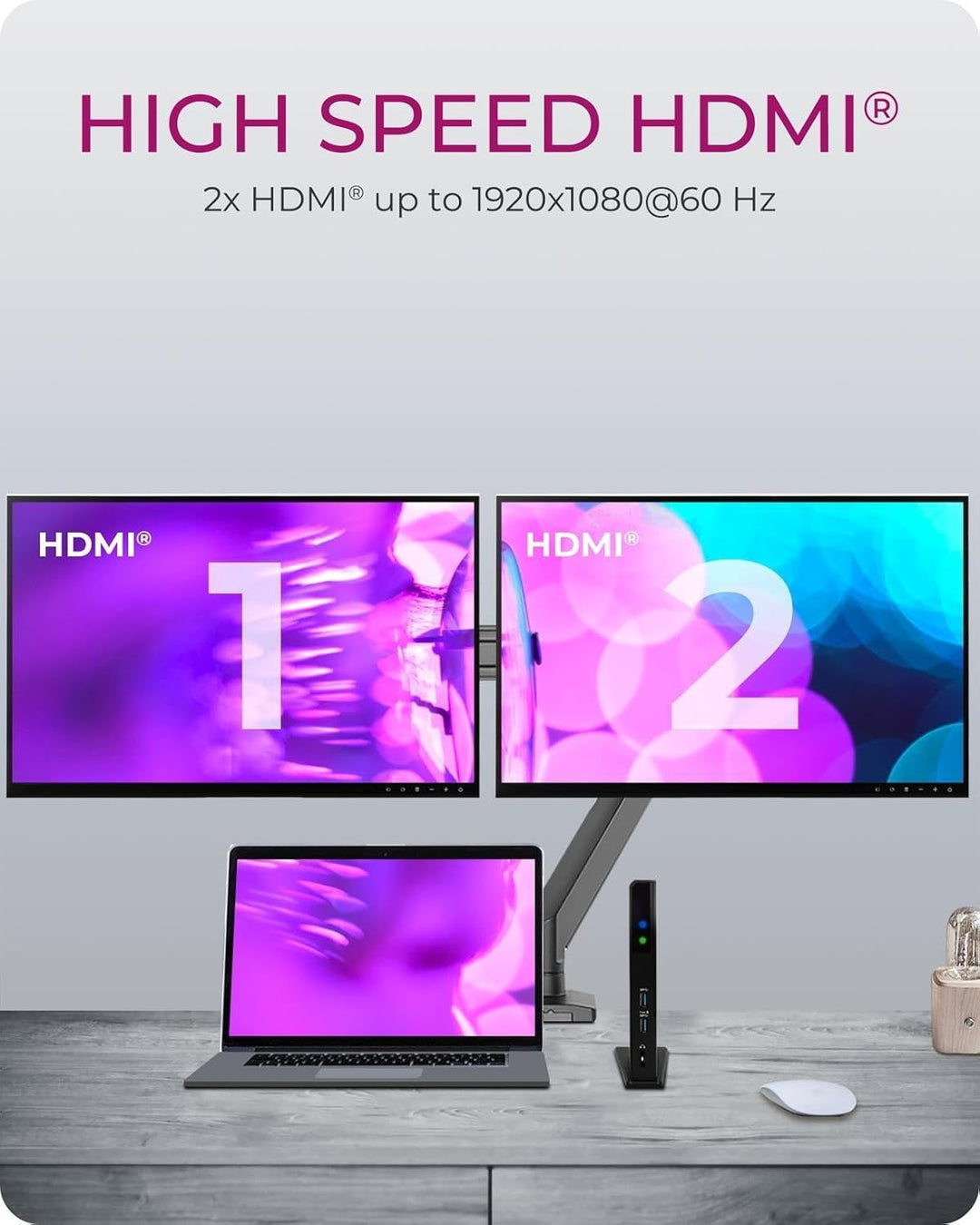 ICY BOX USB-C Docking Station (11-in-1) für 2 Monitore (2x HDMI), 60Hz, 6-fach USB 3.0 HUB, Gigabit