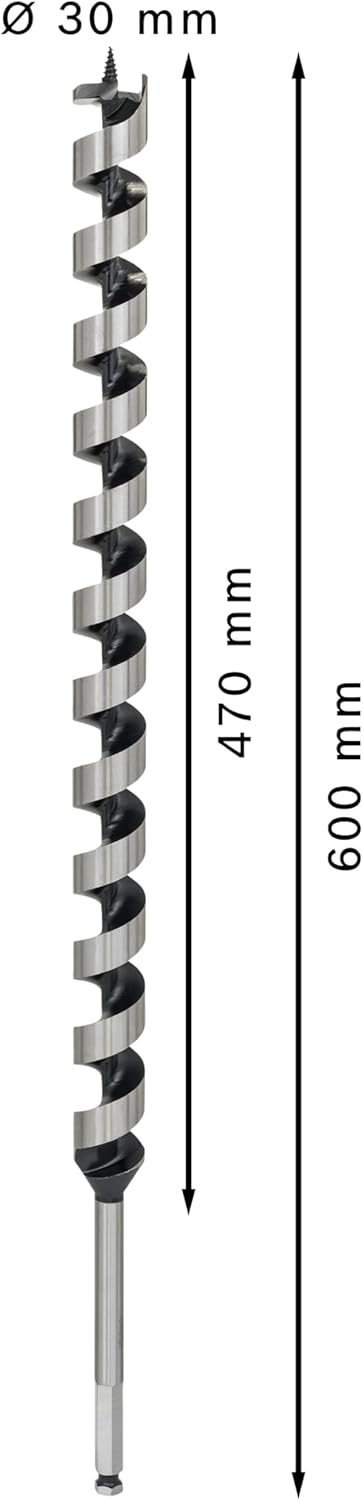 Bosch Professional Holzschlangenbohrer mit 1/4"-Sechskantschaft (Ø 30 mm) Durchmesser: 30/Gesamtläng