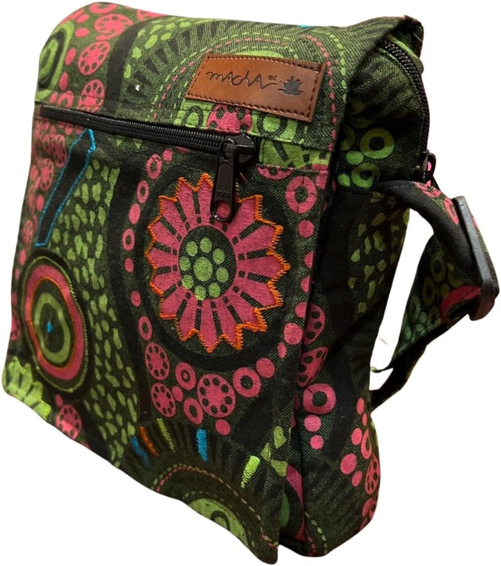 Damen Baumwolle Umhängetasche Indische Ethno Stil Boho Maliprint Tasche Baumwolle satche l mit Klapp