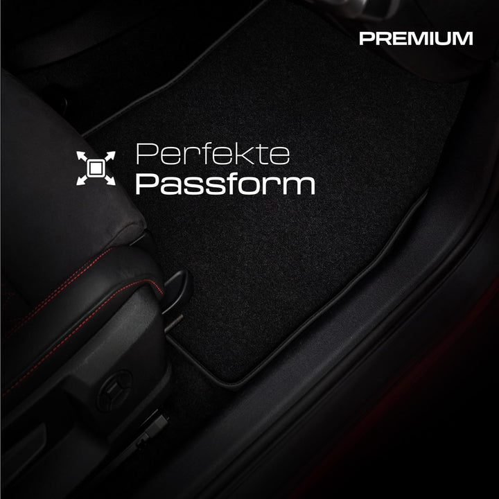 MOTOS Premium Velours-Fussmatten passend für Ford Escape III 2012-2019 - Premium, Matt, Rot und weis