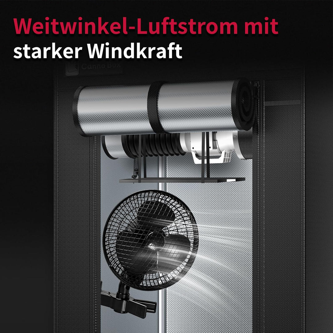 Grow Ventilator Oszillierend Mehrstufige Lüftergeschwindigkeit Clip Ventilator Timer Lüfter 20W Clip