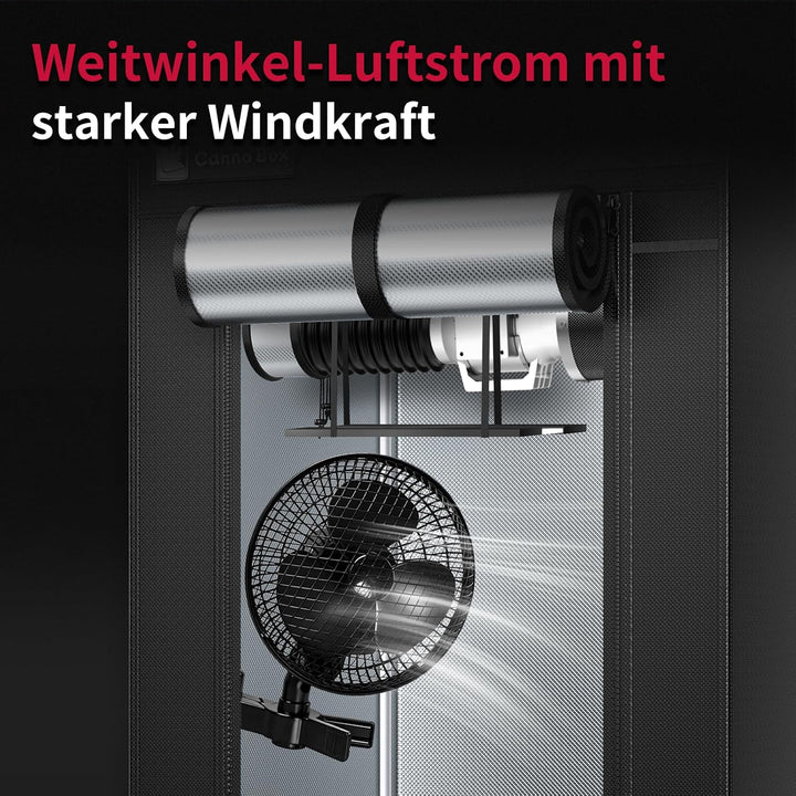 Grow Ventilator Oszillierend Mehrstufige Lüftergeschwindigkeit Clip Ventilator Timer Lüfter 20W Clip