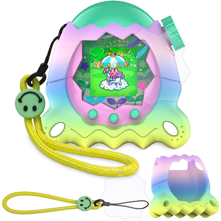 BCWGION Silikonhülle kompatibel mit Tamagotchi Paradise, mit TPU Softscreen Schutzfolie und Fingerba