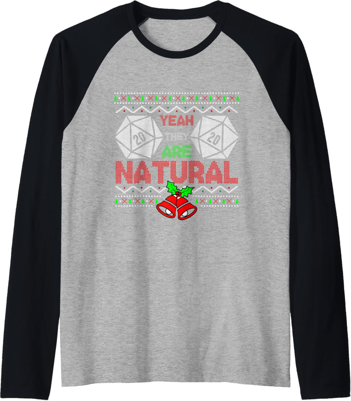Yeah They Are Natural Lustiger Weihnachtspullover D20 Ugly Gamer Raglan