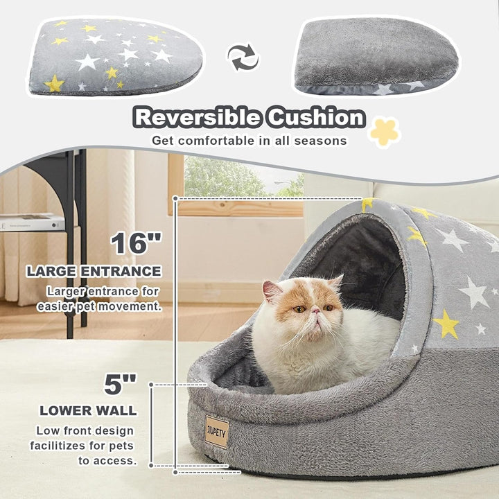 Jiupety Nettes Katzenhöhle grosse Katzen, Katzenhaus Katzenkorb, Katzenbett mit Anti-Rutsch Boden, K