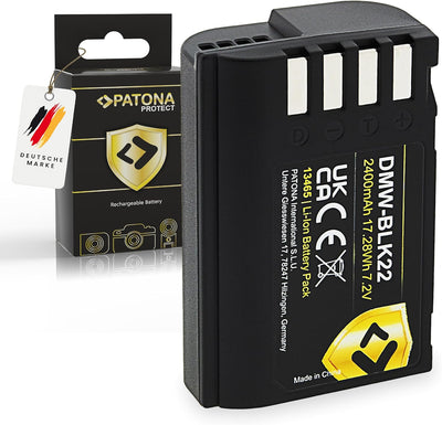 PATONA Protect V1 Akku DMW BLK22 BLK22E (2400mAh) - kompatibel mit Panasonic DC G9 S5 S5K GH5 GH5 II