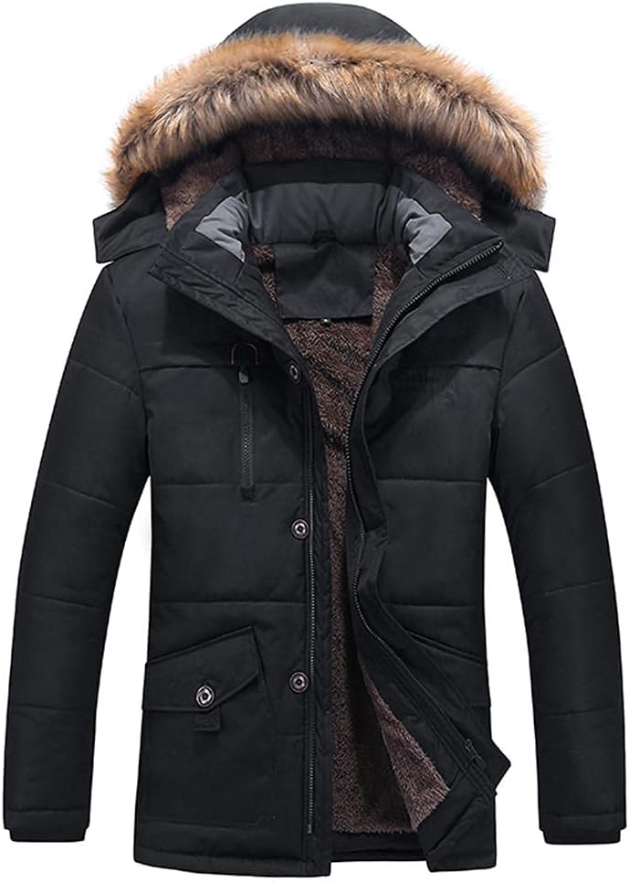 Zhiyao Winterparka Herren Parka Jacke Gefüttert Winterjacke Warme Jacke Outdoor Kapuzenjacke Winddic