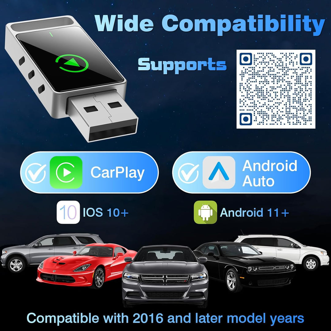 Wireless Carplay Adapter, 2 in 1 Android Auto&Carplay Wireless Adapter, Upgrade von Wired CarPlay au