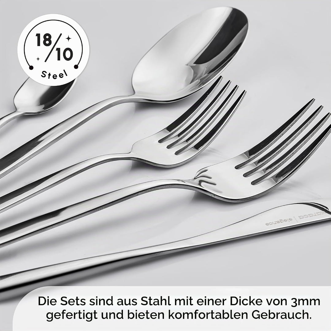 Karaca Lizbon Besteckset Mit Box Set 60-Teilig, Fur 12 Personen, 18/10 Edelstahl Besteck- Set, Spulm