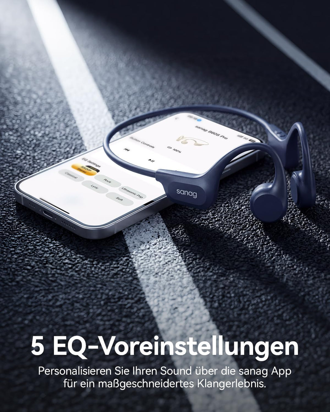 SANAG Knochenschall Sportkopfhörer, Open-Ear-Ohrhörer mit Bluetooth 5.3, Mikrofon mit Geräuschunterd