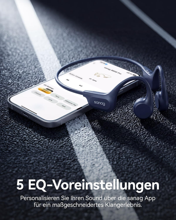 SANAG Knochenschall Sportkopfhörer, Open-Ear-Ohrhörer mit Bluetooth 5.3, Mikrofon mit Geräuschunterd