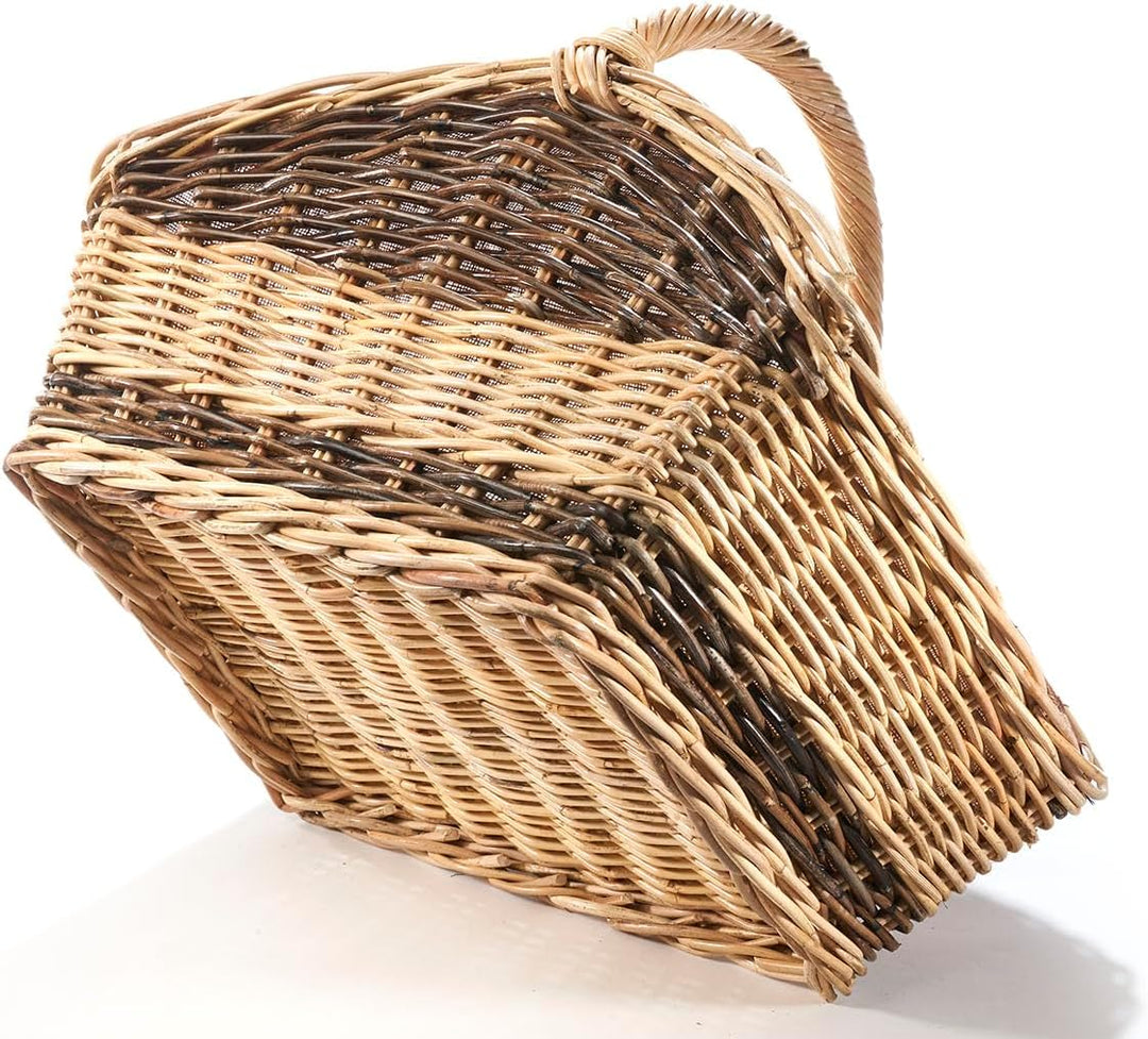 Kobolo Holztrage Holzkorb für Kaminholz - Rattan - mit Jutestoff und Henkel ausgestattet - zweifarbi