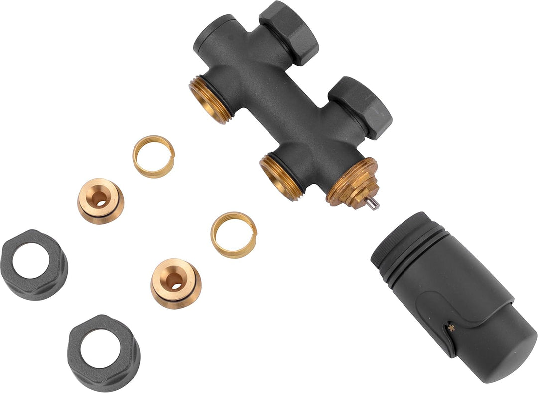 S SIENOC 3/4 bis 1/2 - H-Ventil Chrom Anschlussgarnitur Mittelanschluss/Radiator Valves Thermostat F