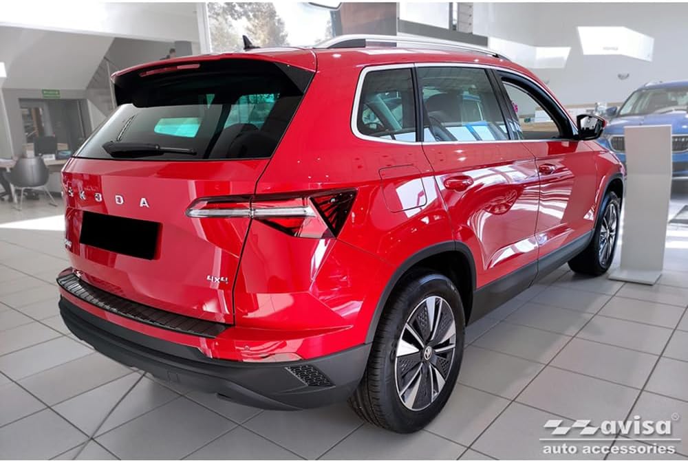 Avisa Spiegelschwarz Edelstahl Heckstossstangenschutz kompatibel mit Skoda Karoq Facelift incl. Spor