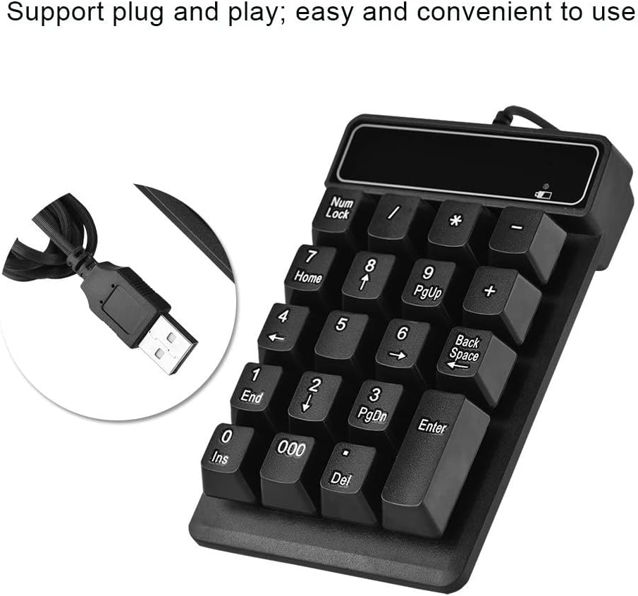 Bewinner Wired Numeric Keypad, 19 Tasten Portable Slim Spritzwassergeschützter wasserdichter Nummern
