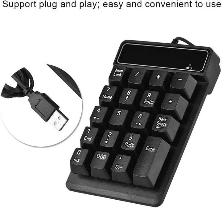 Bewinner Wired Numeric Keypad, 19 Tasten Portable Slim Spritzwassergeschützter wasserdichter Nummern