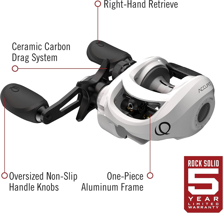 Zebco Quantum Accurist Baitcast Fishing Reel, Size 100 Reel, Oversized Non-Slip Handle Knobs and Con