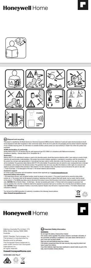 Honeywell Home DC311SP2 Serie 3 Einsteck-Türgong mit Klingeltaster (weiss) Einsteck - weiss, Einstec