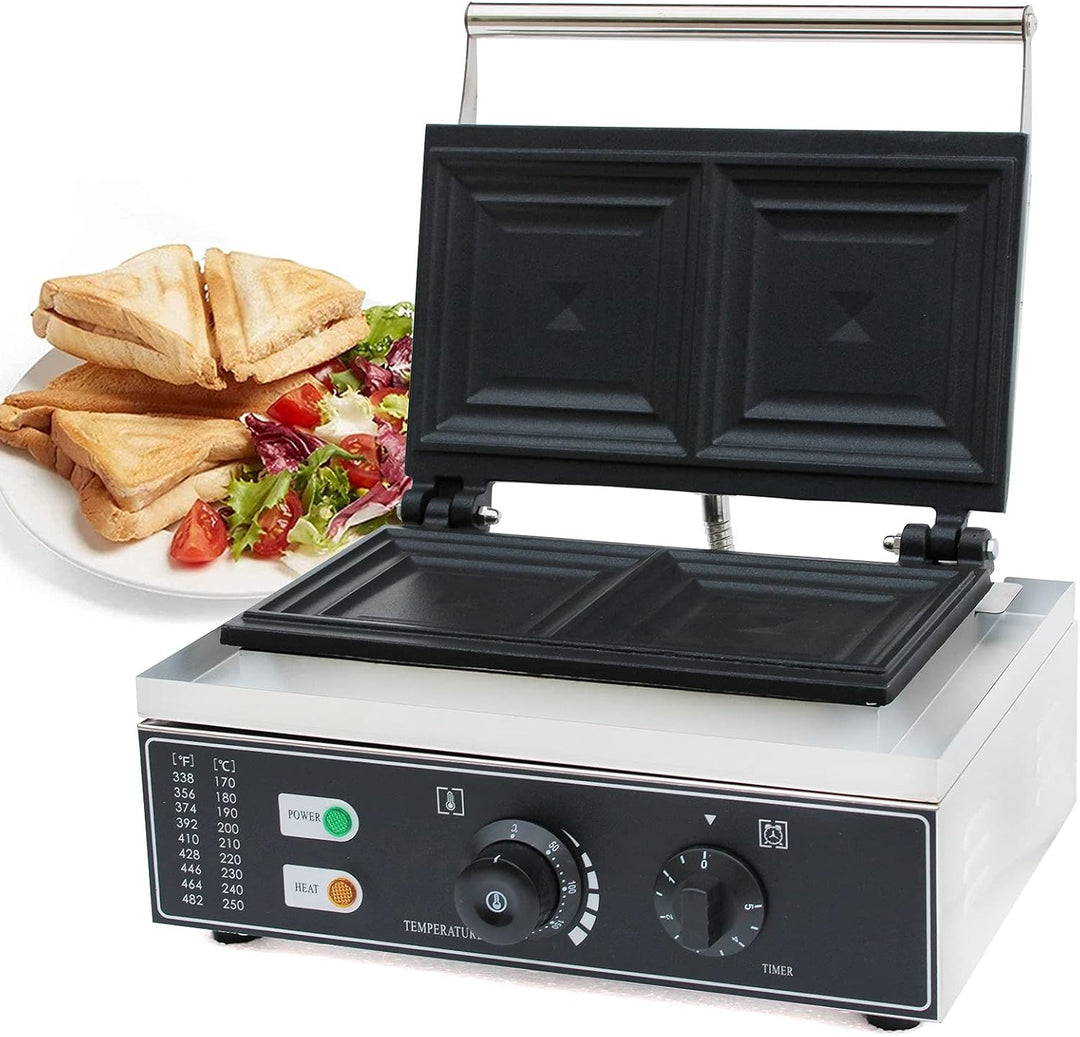 1500W 2-Slice Kommerzielle Elektrische Sandwich Maschine, Edelstahl Sandwich Maker Gewerblicher Elek