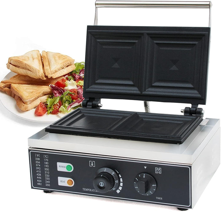 1500W 2-Slice Kommerzielle Elektrische Sandwich Maschine, Edelstahl Sandwich Maker Gewerblicher Elek