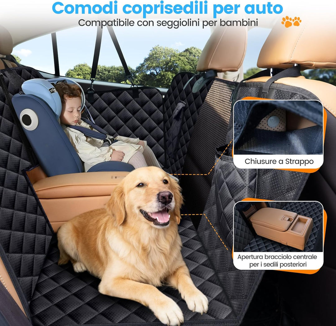 Autositzbezug für Hunde, 100% wasserdichte Hundehängematte für Auto mit Mesh-Fenster, kratzfester un