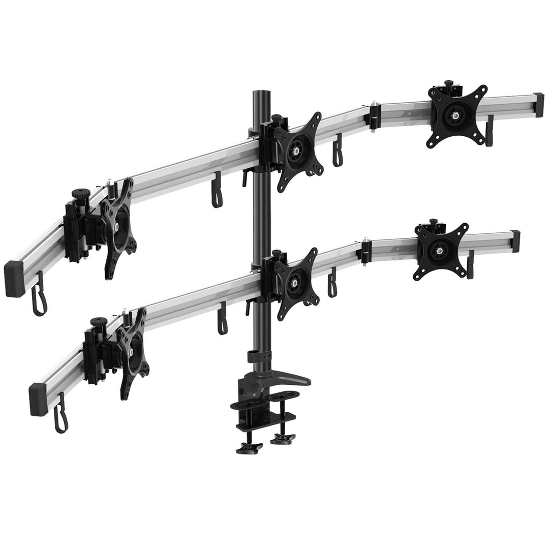 HFTEK 6-Fach Monitorarm - Tischhalterung für 6 Monitore von 15 bis 27 Zoll - VESA 75/100 (MP260C-L),