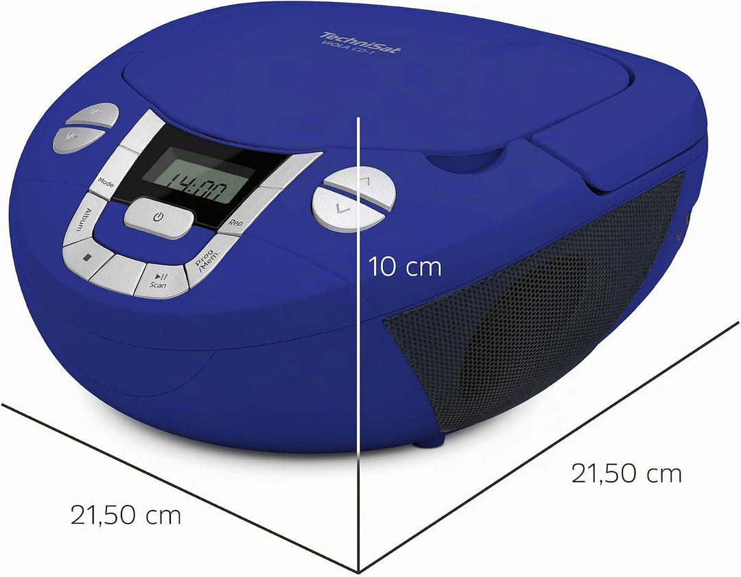 TechniSat Viola CD-1 - tragbarer Stereo CD-Player, Boombox mit praktischem Tragegriff (CD-Radio für