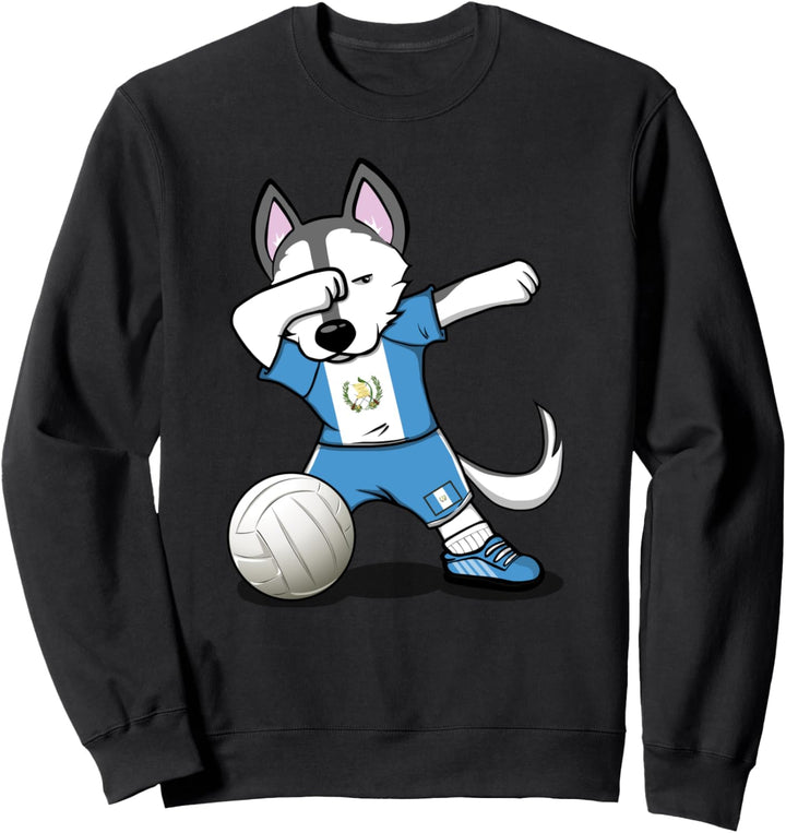 Dabbing Husky Hund Guatemala Volleyball Mannschaft - Flagge Sweatshirt