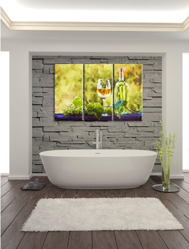 Pixxprint Edler Wein und Weintrauben als Leinwandbild/Grösse: 3 Teilig (120x80 cm) cm/Wandbild/Kunst