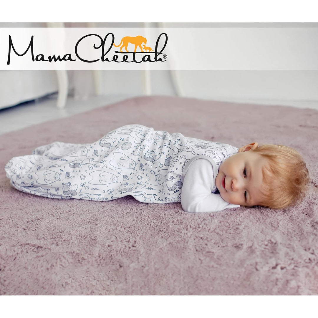 Baby Schlafsack 1.0 TOG, Bio-Baumwolle, Tragbare Babydecke, Schlafsack mit 2-Wege-Reissverschluss, G