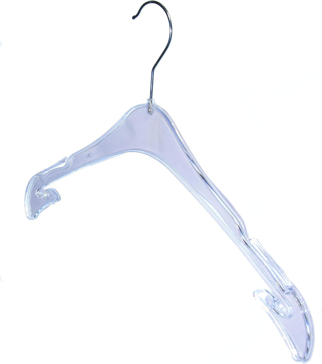 20 STK. Kunststoffkleiderbügel, glasklar, mit Rockkerben, ca. 43 cm lang, Made in EU