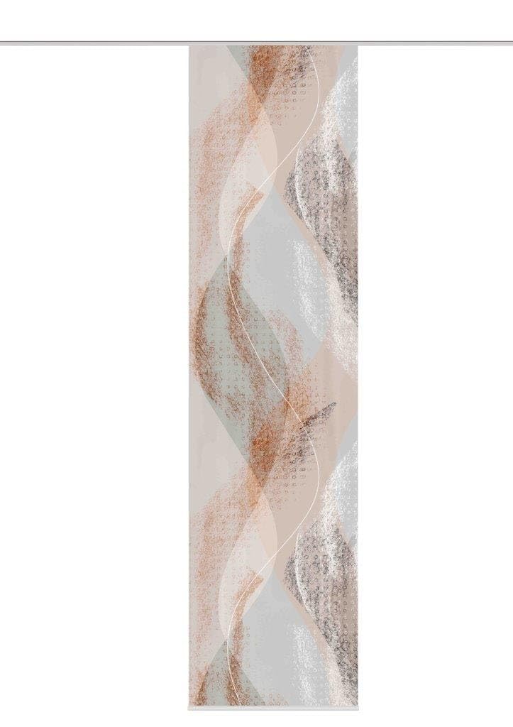 84066 | Schiebegardine Torre, blickdichter Dekostoff, mit abstraktem Motiv, 245x60cm, Farbe: Kupfer