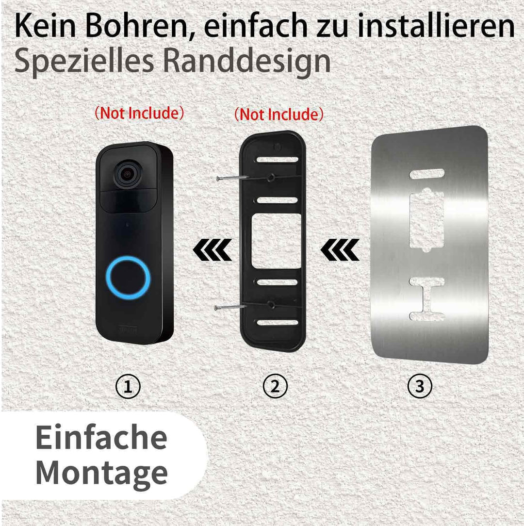 Edelstahl Blende für Blink Videotürklingel, Video-Doorbell Halterung – Robuste Halterung und Zubehör