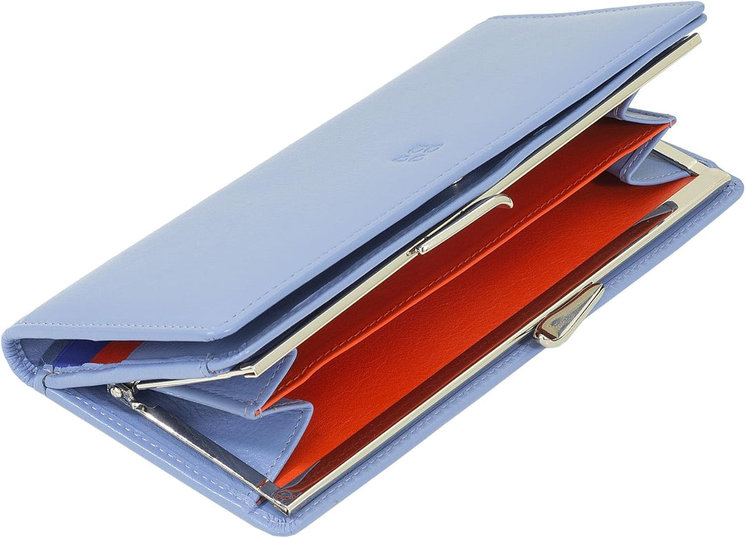 DuDu Geldbörse aus echtem Leder mit RFID-Schutz, Kreditkartenhalter mit Münzfach Clic Clac, farbiges