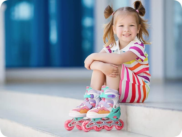 meteor verstellbare 4‑in‑1 Kinder Inline-Skates – Rollschuhe Inliner Schlittschuhe – ABEC‑7 PU‑Räder
