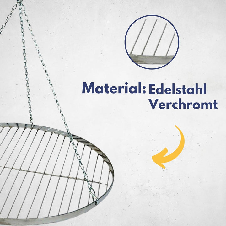 Best Sporting Schwenk-Grillrost mit Aufhängungs-Kette, Durchmesser 60 cm Silber - Silber, 60 cm Silb