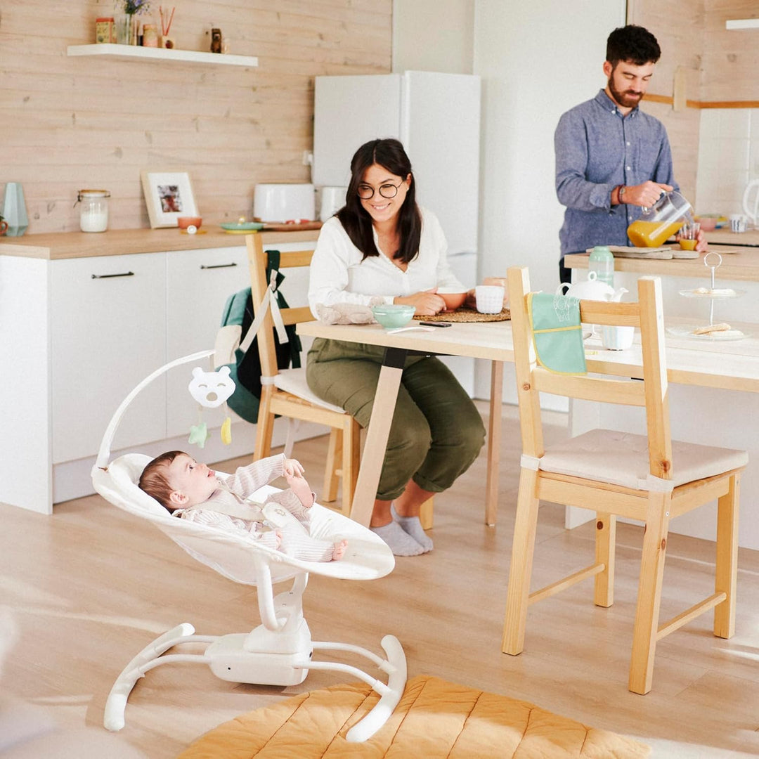 Badabulle Elektrische Babyschaukel Buddy Creme - 3 Schaukelgeschwindigkeiten - 8 Schlaflieder - Spie