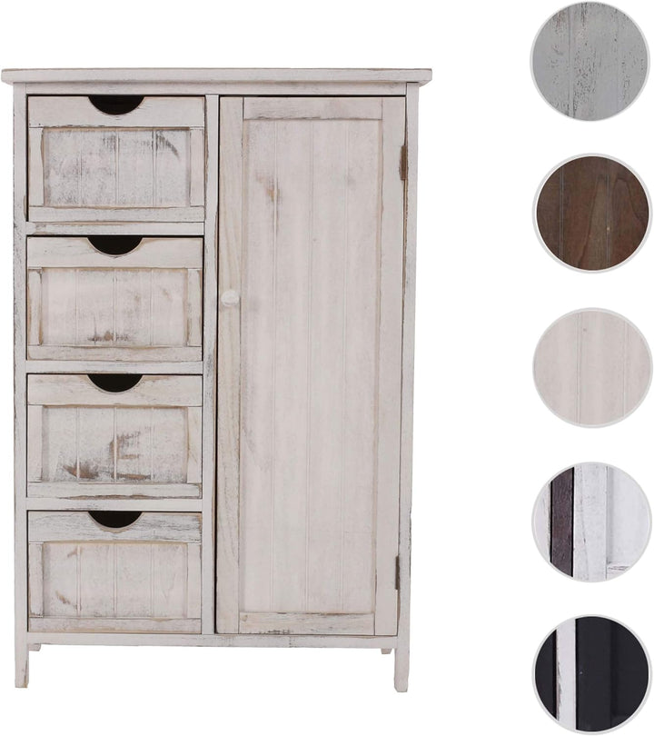 Mendler Kommode HWC-D12AM, Schrank Schubladenkommode, Shabby-Look Vintage 82x55x30cm - weiss