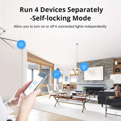 SONOFF 4CHR3 4-Gang Wi-Fi Smart Switch, 3 Arbeitsmodi Mit Selbsthemmung, Verriegelung Und Inching-Mo