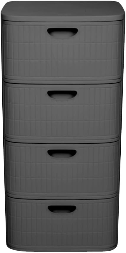 Kreher® XL Rollbarer Schubladenschrank Rollcontainer Nischenschrank aus Kunststoff in Rillen-Optik m