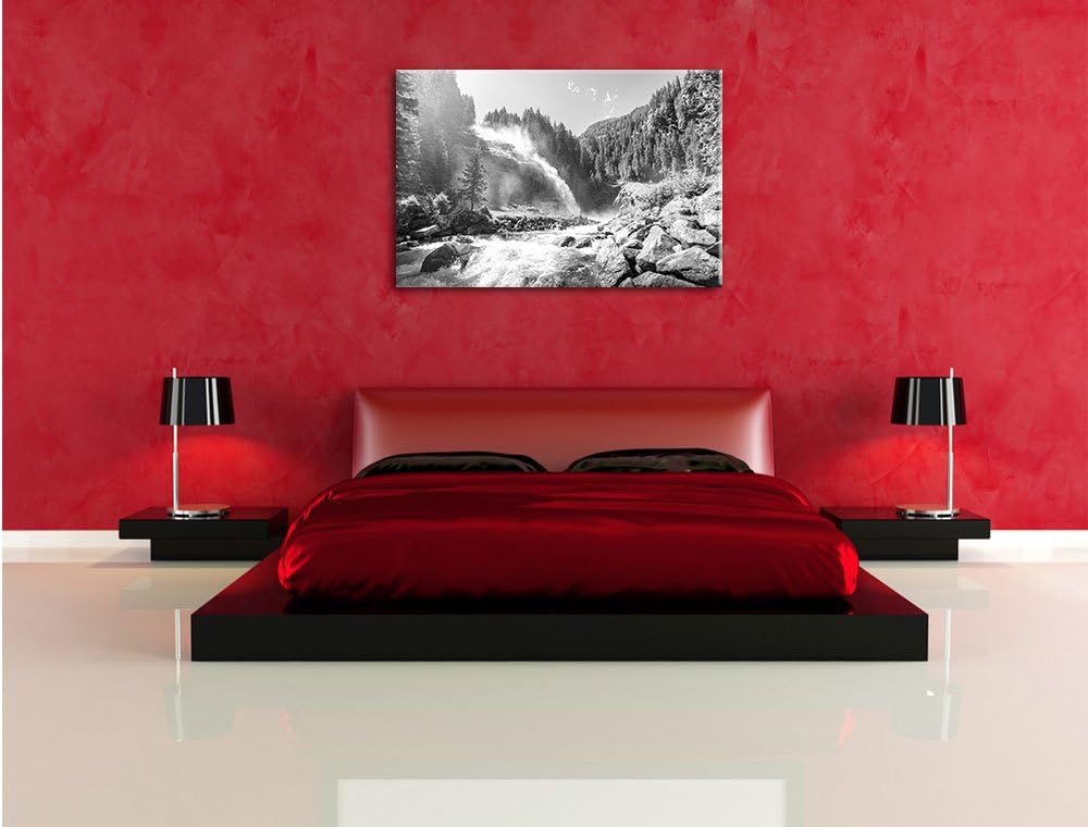 Pixxprint Die Krimmler Wasserfälle im Nationalpark Salzburg Kunst B&W, Format: 100x70 auf Leinwand,