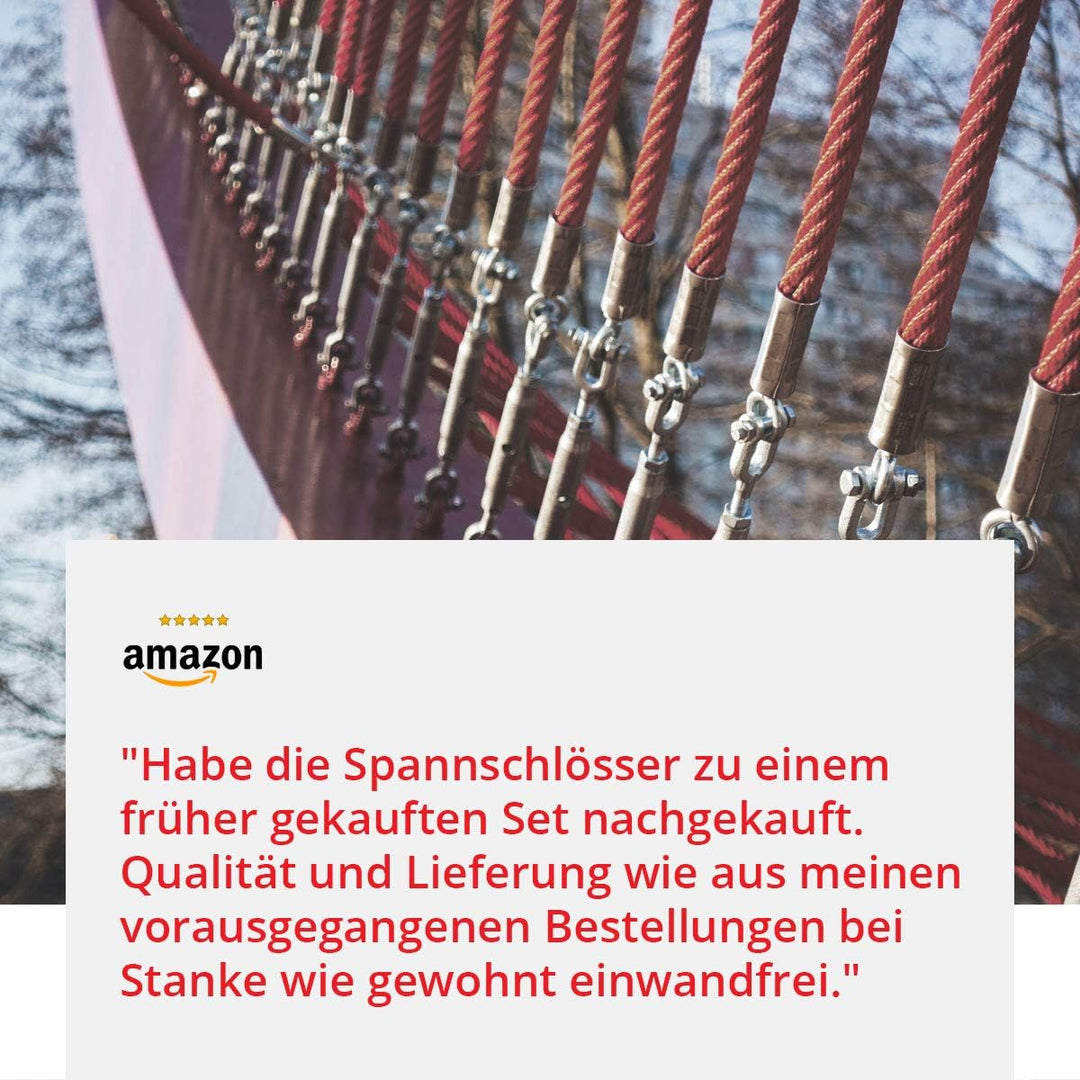 Seilwerk STANKE 20x M5 Spannschloss Öse-Haken verzinkt Spannschraube Spanner für Drahtseil 70 mm 20x