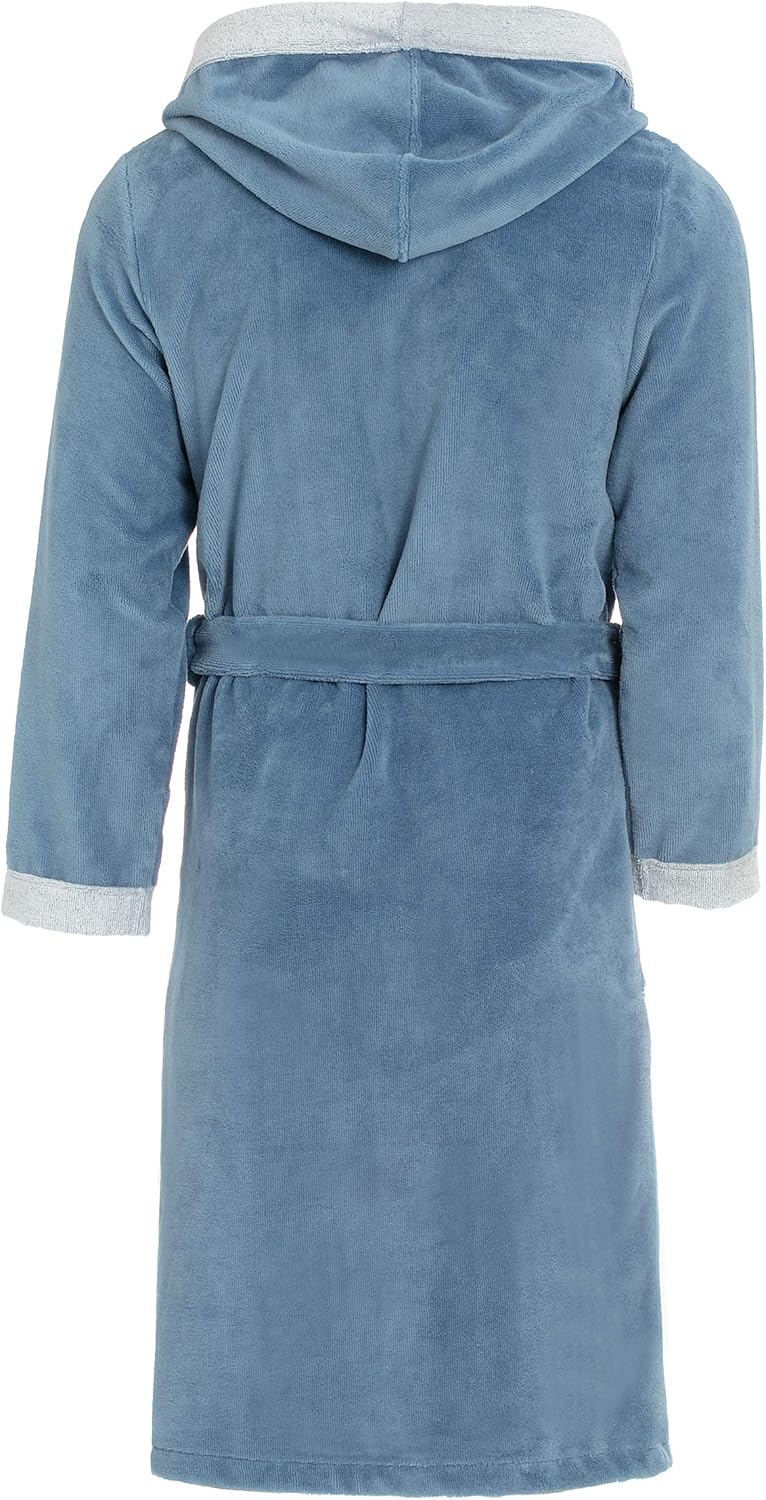 Revise Herren Bademantel RE-855 - mit Bambus faser - mit Kapuze - Saunamantel S Blau, S Blau